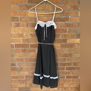 Vtg Baby Doll Dress Polka Dot Whimsigoth Pinup Rockabilly Sz 13/14 Small